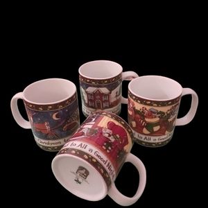 4 Twas the Night Before Christmas coffee cups, Portmeirion Studios &Susan Winget